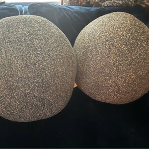 Anthropology- Cozy Dark Turquoise 16 in Round Bouclé Pillows